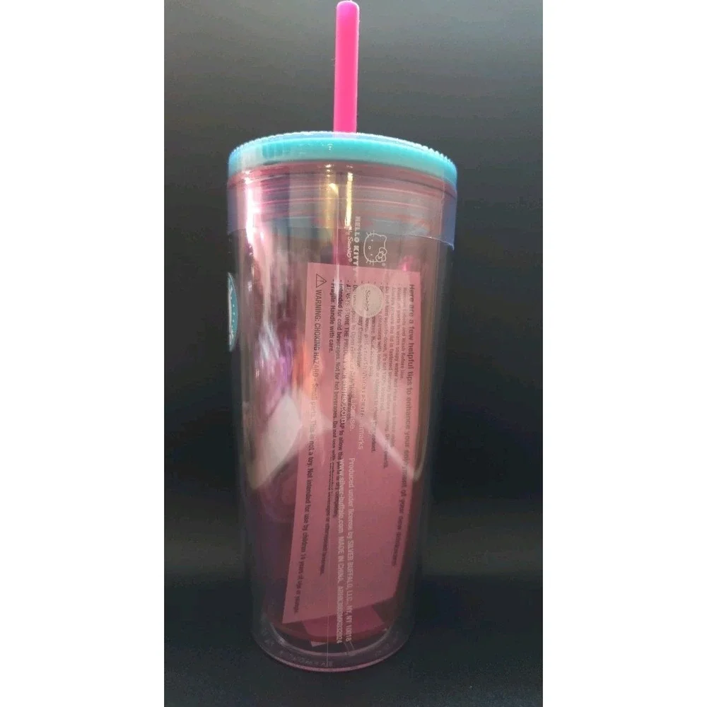 Hello Kitty Leopard Outfit Plastic Tumbler Cup Lid‎ Straw Sanrio Pink